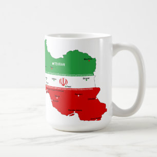 Caneca De Café Mapa do Irã com Bandeira e Emblema