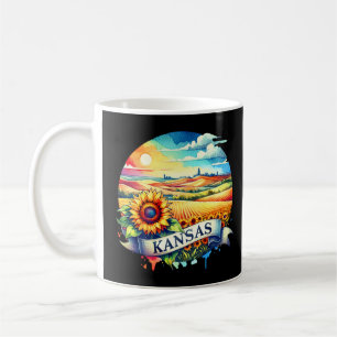 Caneca De Café Mapa do Kansas Vintage - Retro us state