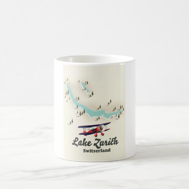 Caneca De Café mapa do lago Zurique Suíça (Centro)