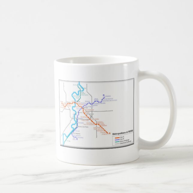 Caneca De Café Mapa do metro de Roma (Direita)