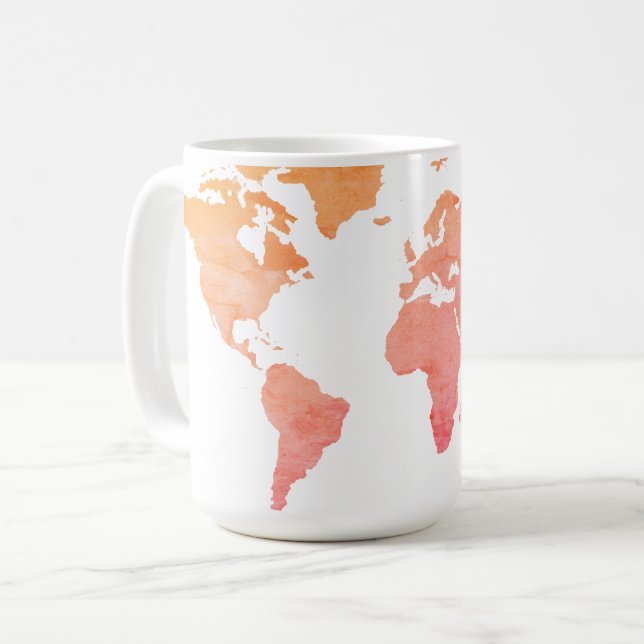 Caneca De Café Mapa do Mundo (Frente Esquerda)