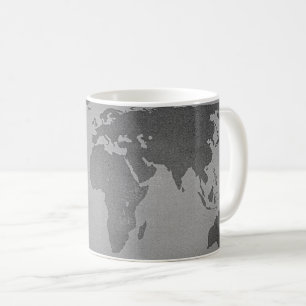 Caneca De Café Mapa do mundo branco e preto