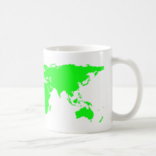 Caneca De Café Mapa do Mundo Branco Verde