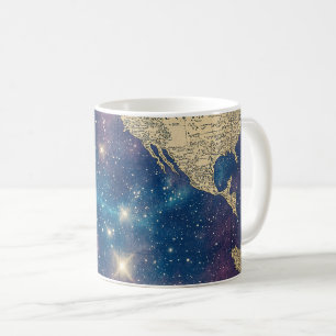 Caneca De Café Mapa do Mundo Celestial de Roxo Vintage (6)