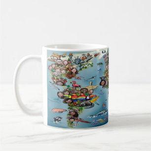 Caneca De Café Mapa do Mundo Divertido