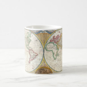 Caneca De Café Mapa do mundo do vintage e carta da astronomia