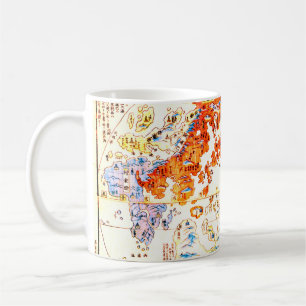 Caneca De Café Mapa do mundo japonês 1800
