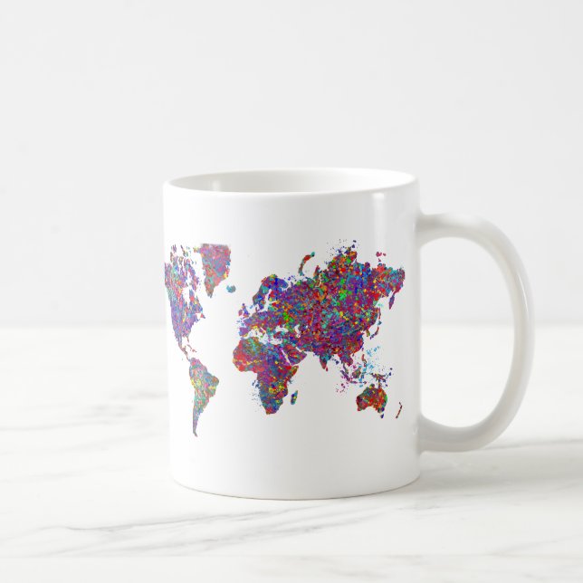 Caneca De Café Mapa do mundo, pintura da ação (Direita)