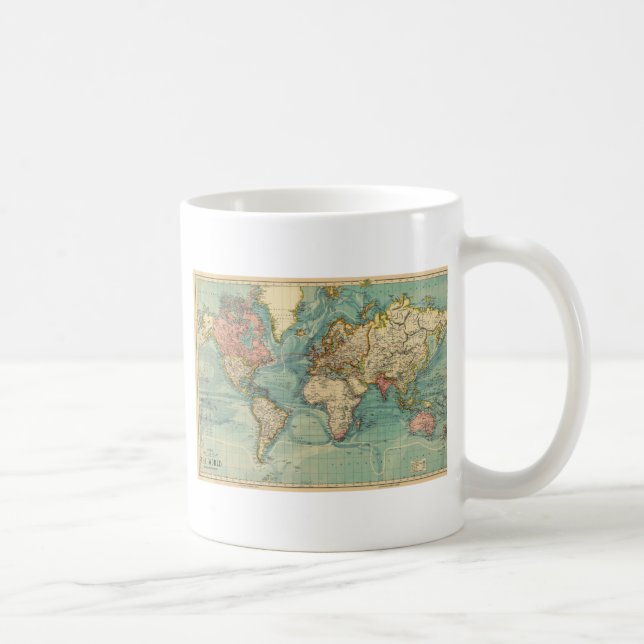 Caneca De Café Mapa do Mundo Vintage (Direita)