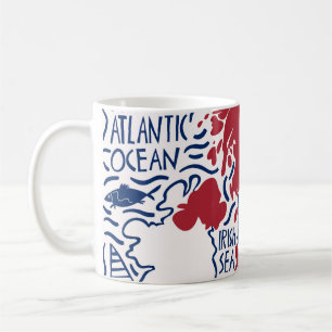 Caneca De Café Mapa do Reino Unido Estilizado: Viagens vintage.