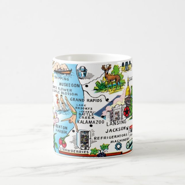 Caneca De Café Mapa do Sul de Michigan (Centro)