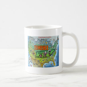 Caneca De Café Mapa do Tennessee USA