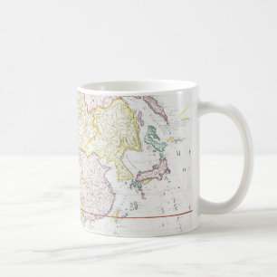 Caneca De Café Mapa do vintage de Ásia 1786