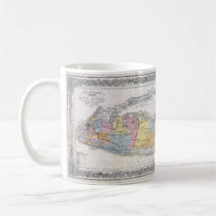 Caneca De Café Mapa do vintage de Long Island New York
