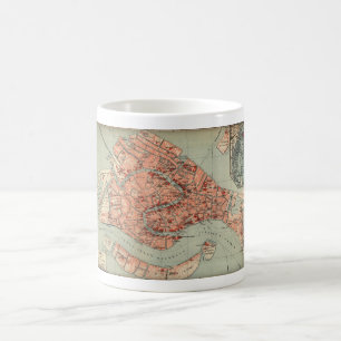 Caneca De Café Mapa do vintage de Veneza Italia (1920)