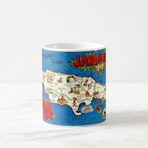 Caneca De Café Mapa do Vintage Jamaica