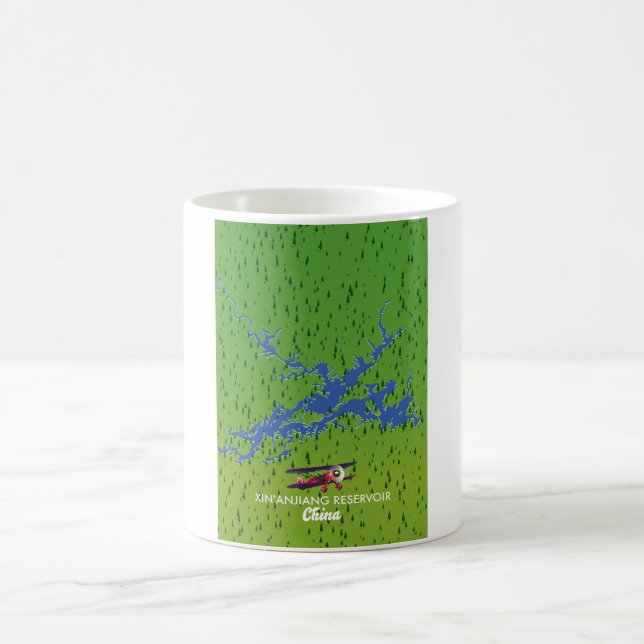 Caneca De Café Mapa do Xin'anjiang Reservoir China (Centro)