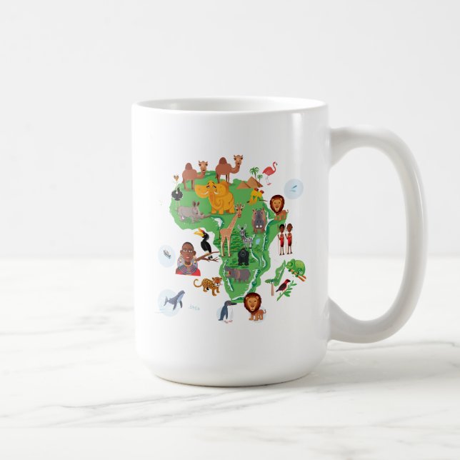 Caneca De Café Mapa dos animais de África (Direita)