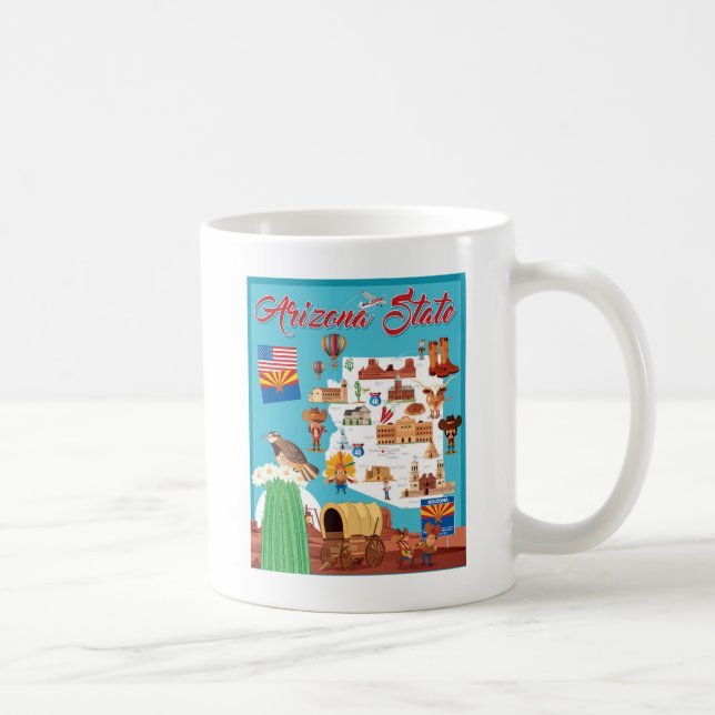 Caneca De Café Mapa dos desenhos animados da arizona (Direita)