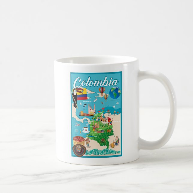 Caneca De Café Mapa dos desenhos animados de Colômbia (Direita)