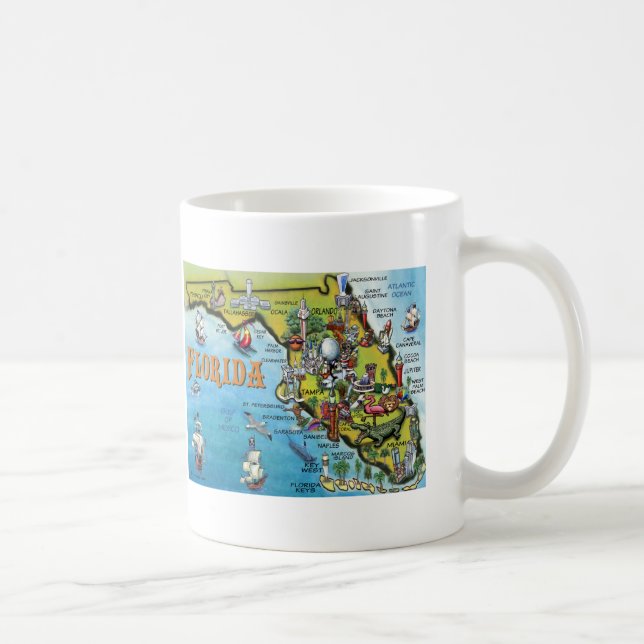 Caneca De Café Mapa dos desenhos animados de Florida (Direita)
