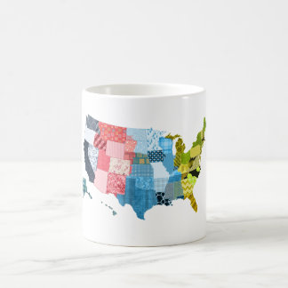 Caneca De Café Mapa dos EUA em um design da edredão do falso dos