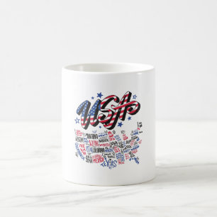 Caneca De Café Mapa dos EUA estados da América