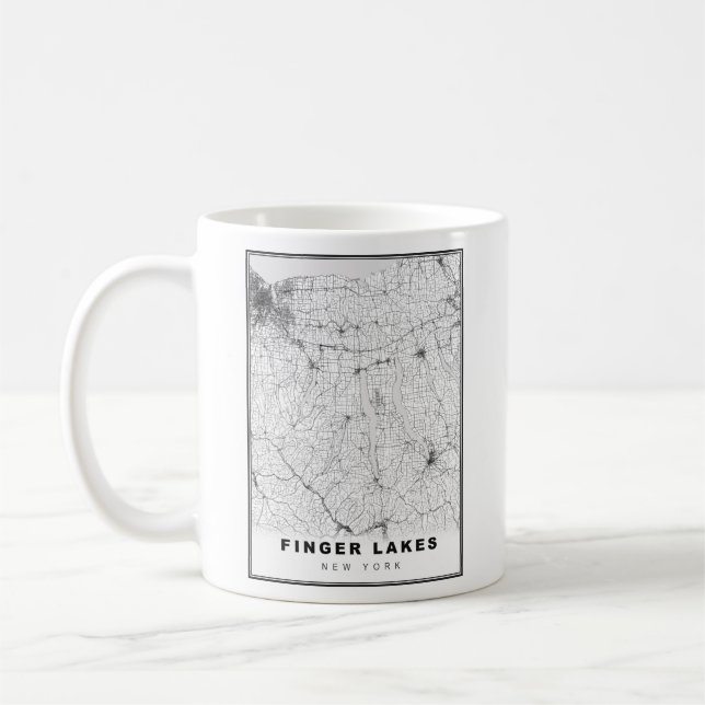 Caneca De Café Mapa dos Lagos Dedos (Esquerda)