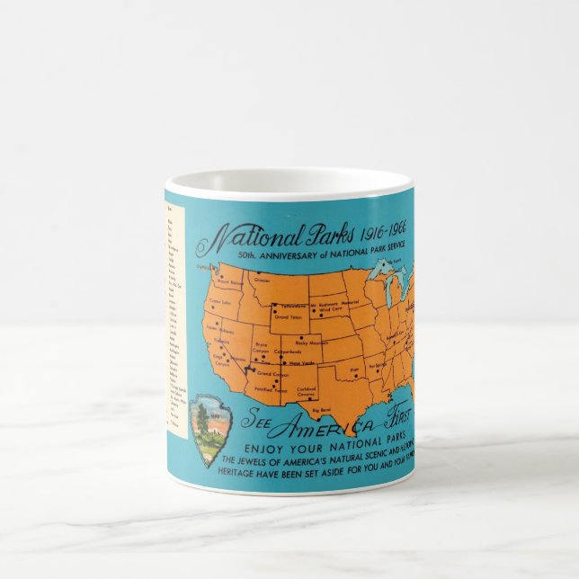 Caneca De Café Mapa dos Parques Nacionais da América (Centro)