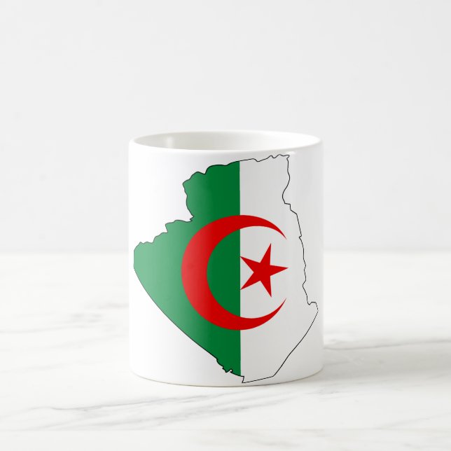Caneca De Café Mapa DZ da bandeira de Argélia (Centro)
