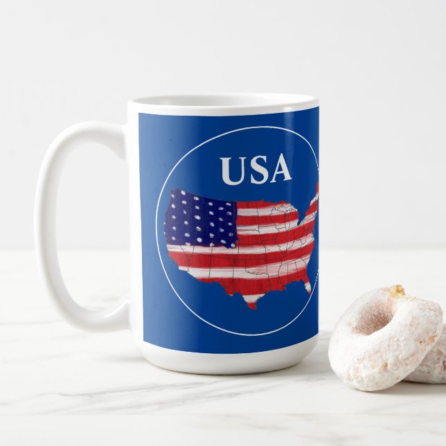 Caneca De Café Mapa E Bandeira Dos EUA (Com Donut)