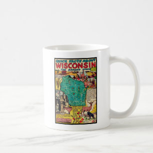 Caneca De Café Mapa e fatos de Wisconsin