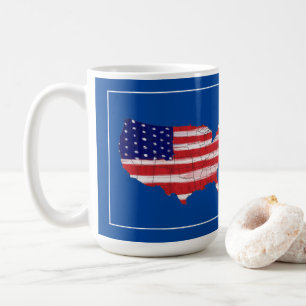 Caneca De Café Mapa E Sinalizador Dos EUA