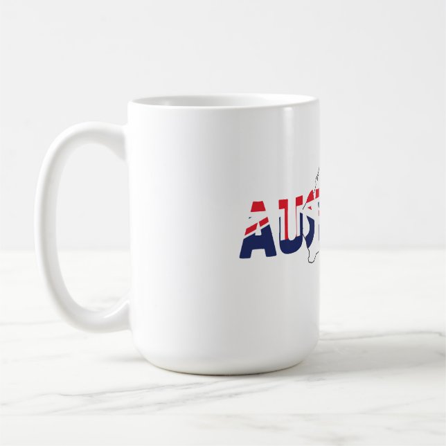 Caneca De Café Mapa e Texto da Bandeira Patriótica da Austrália (Esquerda)