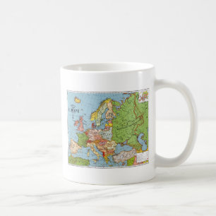 Caneca De Café Mapa Geral do Século 20 da Vintage Europa