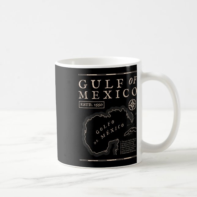 Caneca De Café Mapa Histórico do Golfo do México de 1672  (Direita)