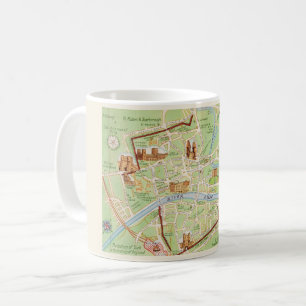 Caneca De Café Mapa Ilustrado Antigo de York Inglaterra