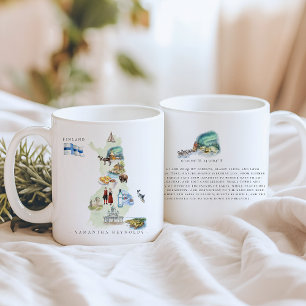 Caneca De Café Mapa Ilustrado da Finlândia em Aquarela   Monogram