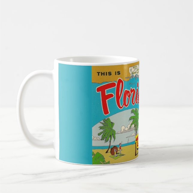 Caneca De Café Mapa Ilustrado de Cartão-Postal da Flórida Mug (Esquerda)