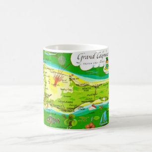 Caneca De Café Mapa Ilustrado de Grand Cayman