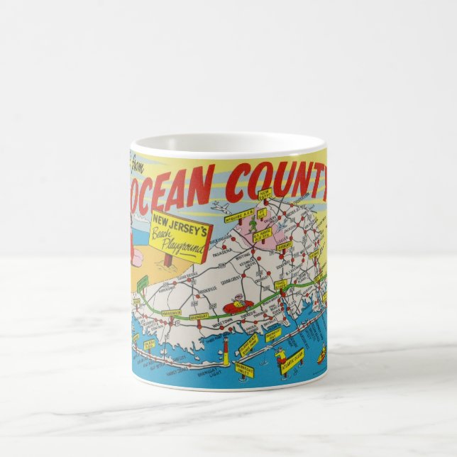 Caneca De Café Mapa Ilustrado de Jersey Shore (Centro)