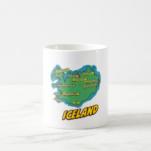 Caneca De Café Mapa ilustrado de Nova York em Pop Art