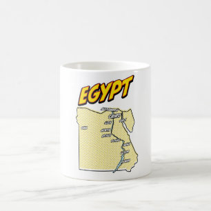 Caneca De Café Mapa ilustrado do Egito em Pop Art