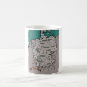 Caneca De Café Mapa ilustrado vintage da Alemanha