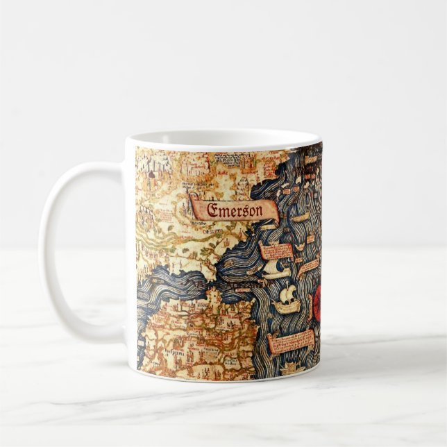 Caneca De Café Mapa Medieval do Buff de Histórico (Esquerda)