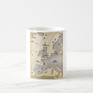 Caneca De Café Mapa meteorológico antigo das Ilhas Britânicas e E