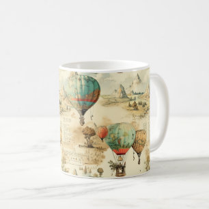 Caneca De Café Mapa Montanhoso Selvagem de Balão Antigo