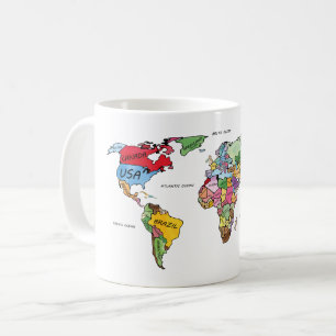 Caneca De Café Mapa Mundial
