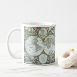 Caneca De Café Mapa Mundial Antigo do Século XVII, Frederick De W