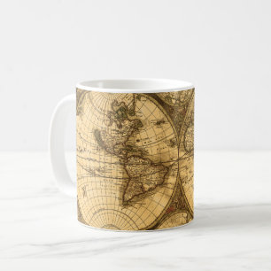 Caneca De Café Mapa Mundial Antiquado